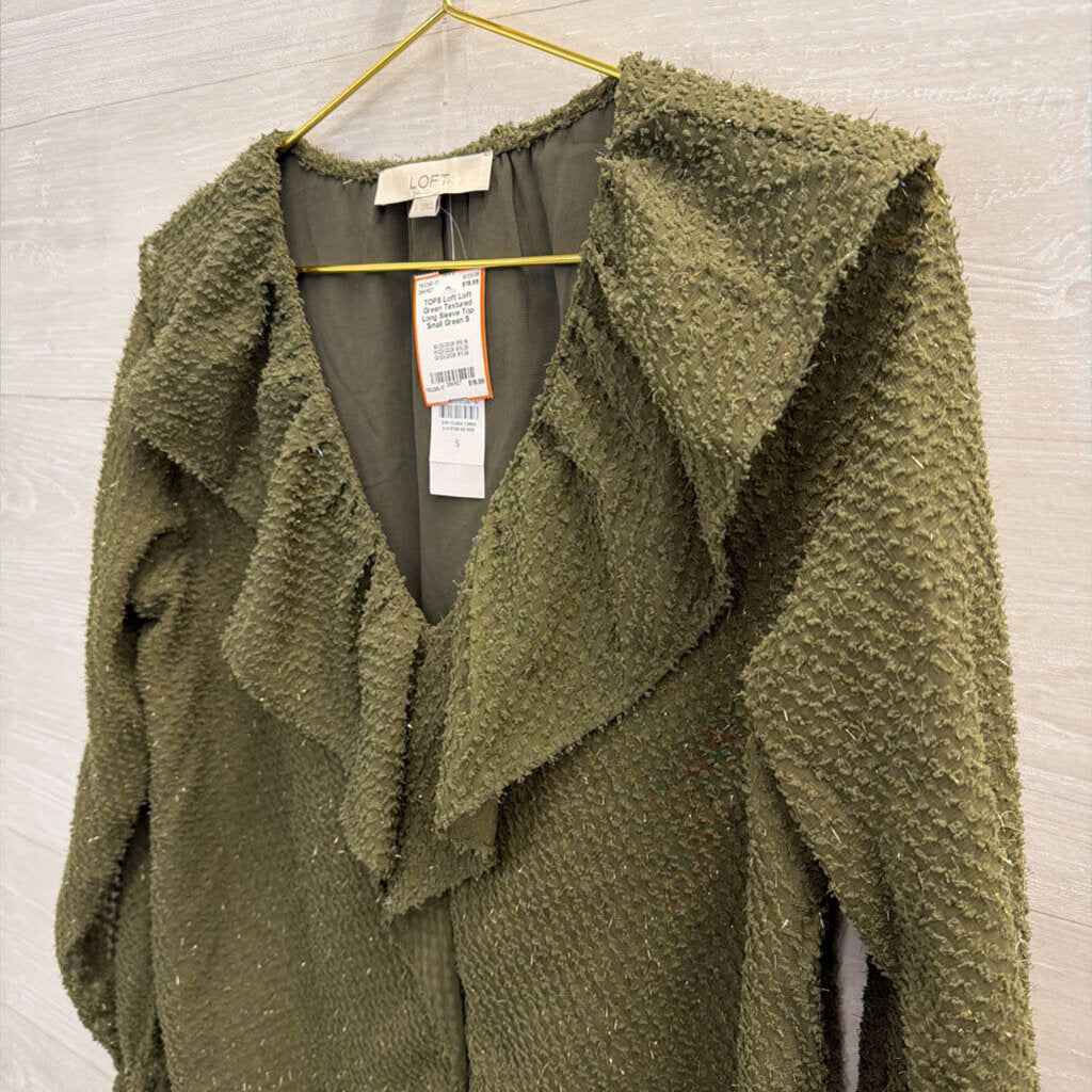 Loft Green Textured Long Sleeve Top Small