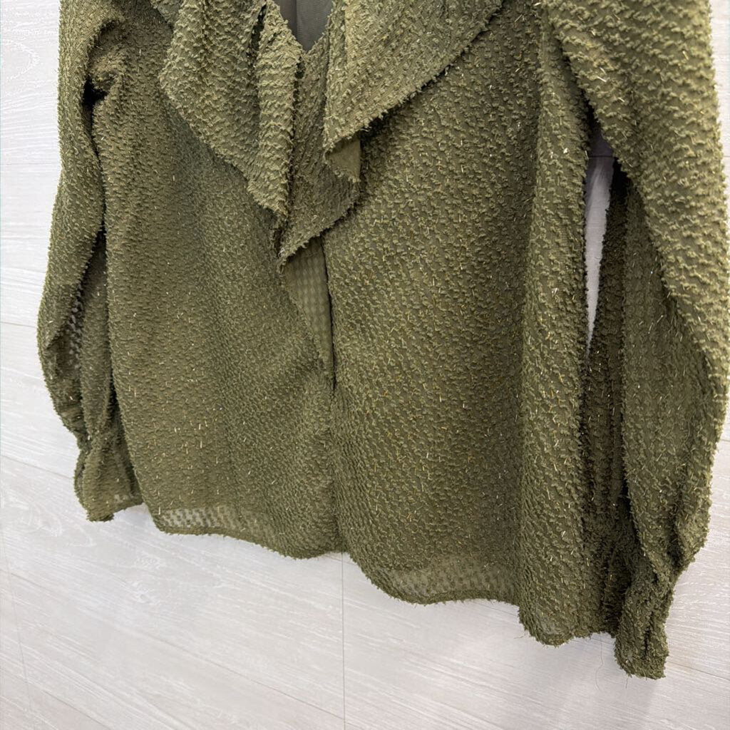 Loft Green Textured Long Sleeve Top Small
