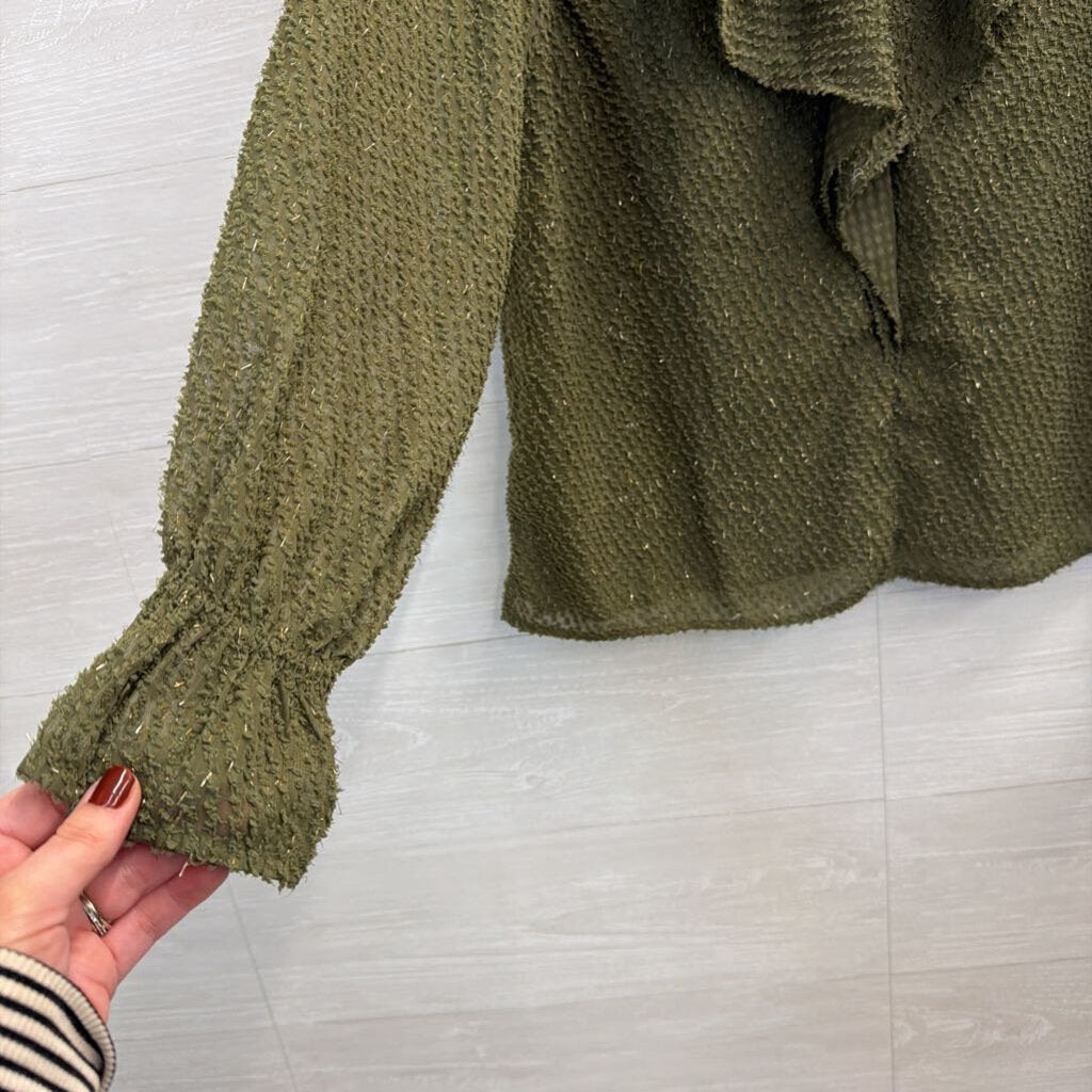 Loft Green Textured Long Sleeve Top Small