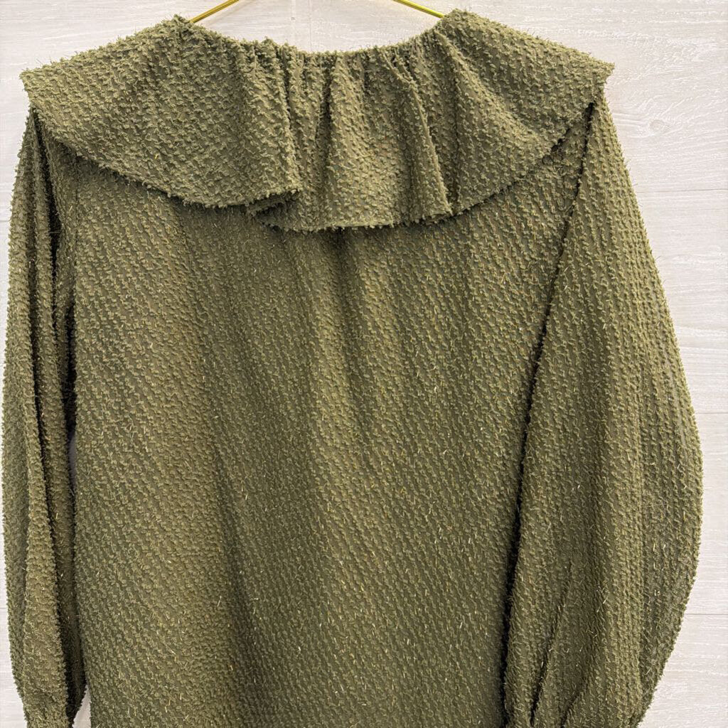 Loft Green Textured Long Sleeve Top Small