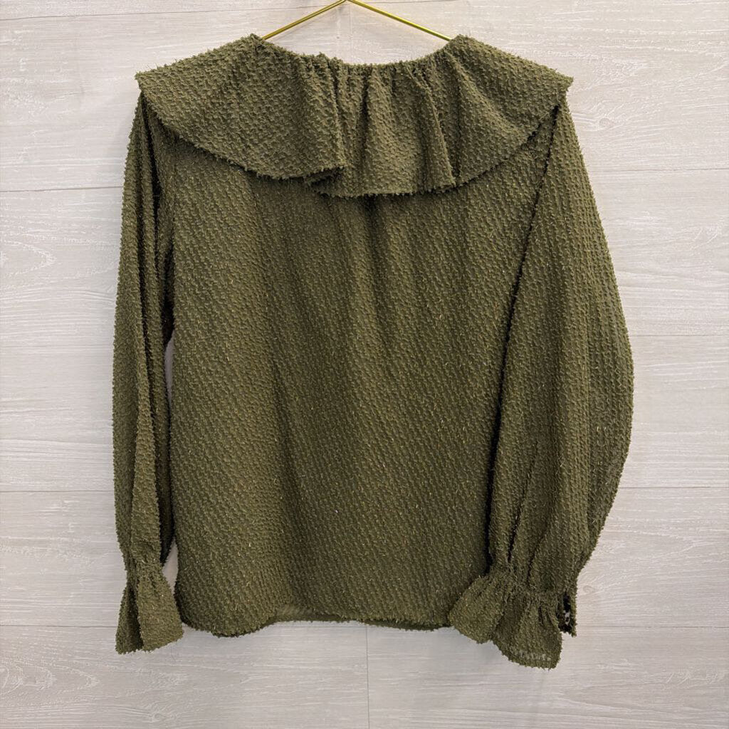 Loft Green Textured Long Sleeve Top Small