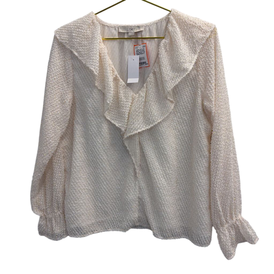 Loft White Textured Long Sleeve Top Small