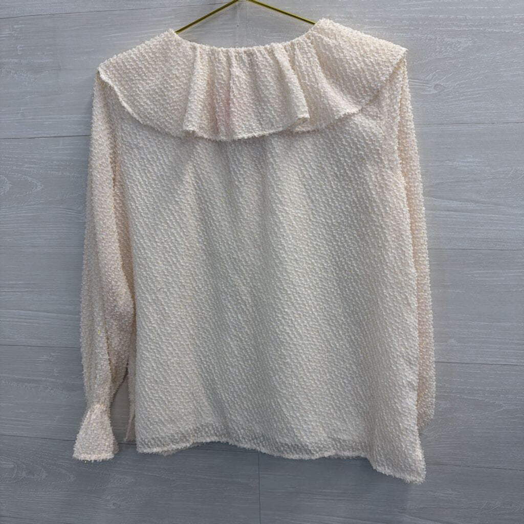 Loft White Textured Long Sleeve Top Small