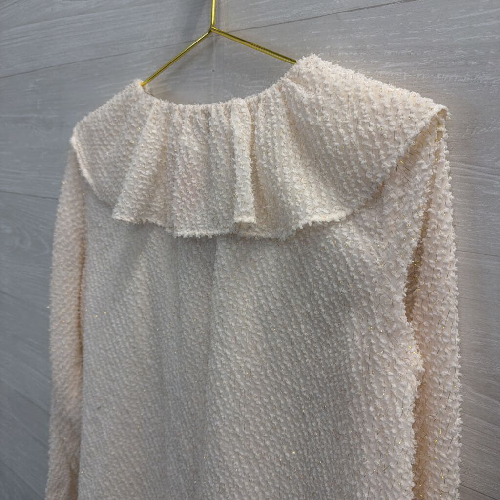 Loft White Textured Long Sleeve Top Small