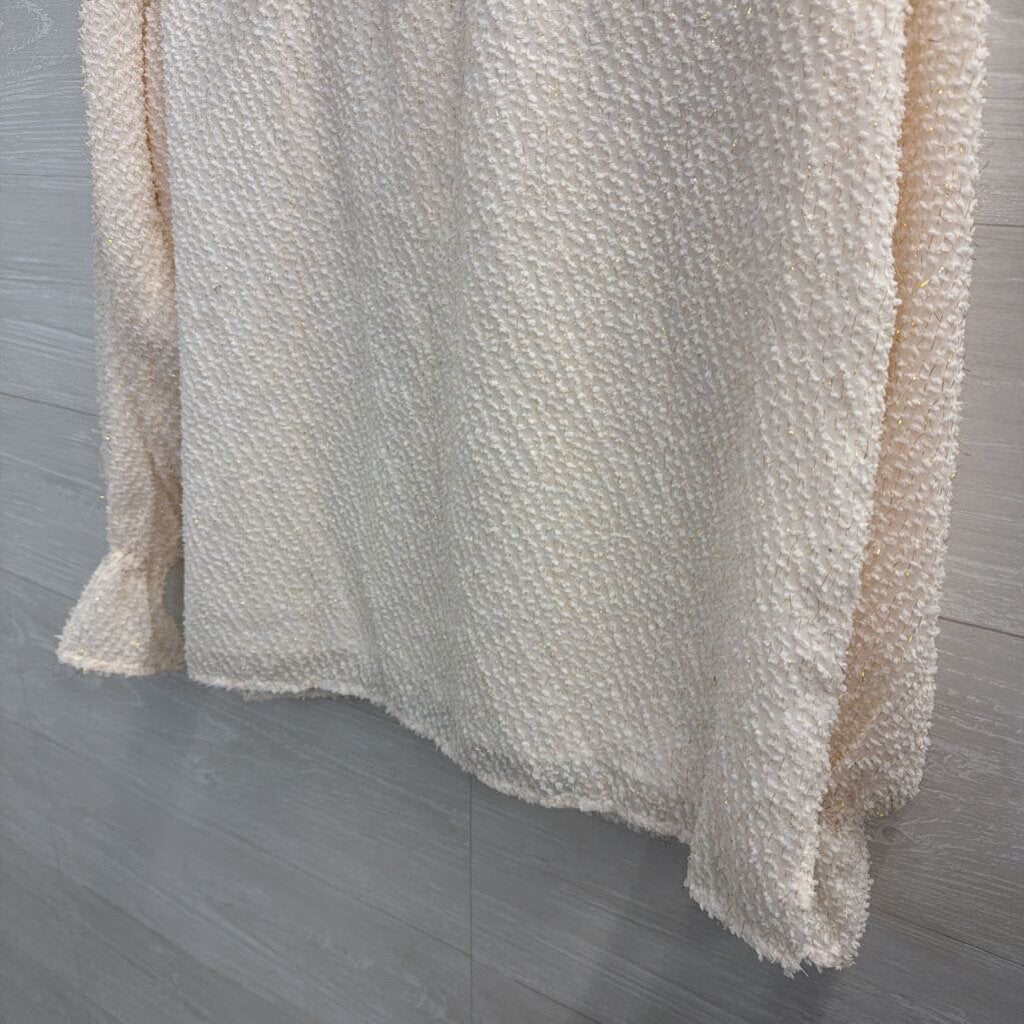 Loft White Textured Long Sleeve Top Small