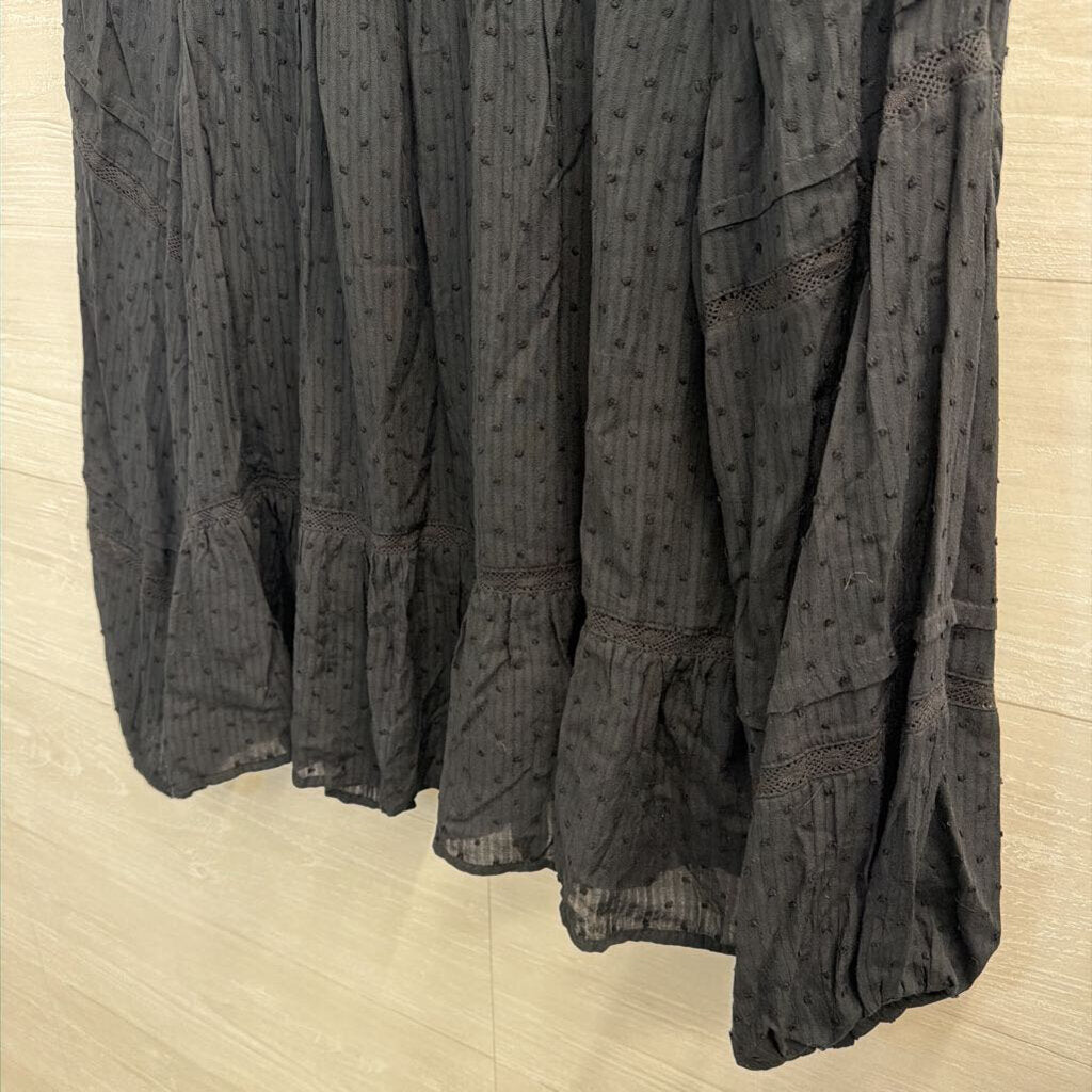 Loft Black Textured Dot Long Sleeve Top Small