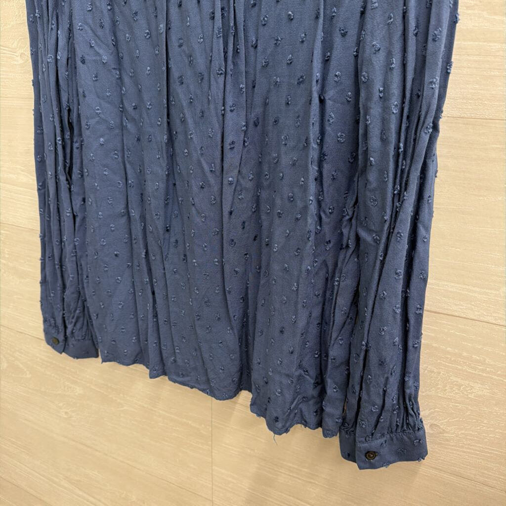 Loft Blue Textured Dot Long Sleeve Top Small