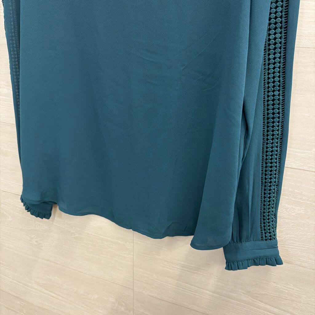 Loft Teal Silky Long Sleeve Top Small