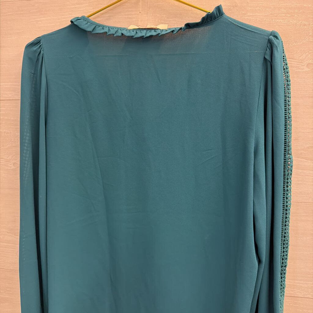 Loft Teal Silky Long Sleeve Top Small