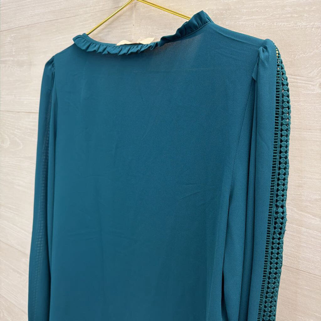 Loft Teal Silky Long Sleeve Top Small