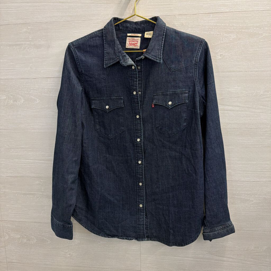 Levi Dark Wash Tailored Fit Long Sleeve Top Large