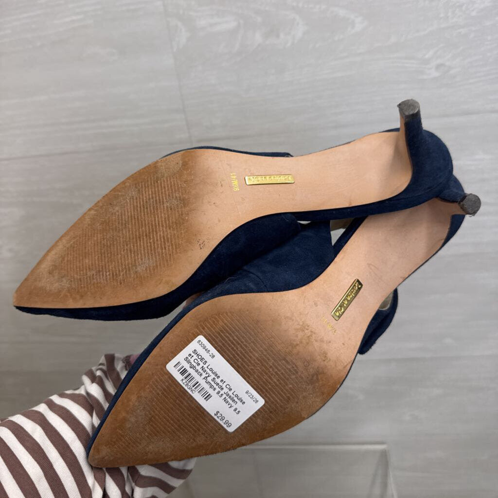 Louise et Cie Navy Suede Jasilen Slingback Pumps 9.5