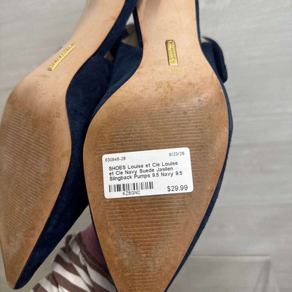 Louise et Cie Navy Suede Jasilen Slingback Pumps 9.5