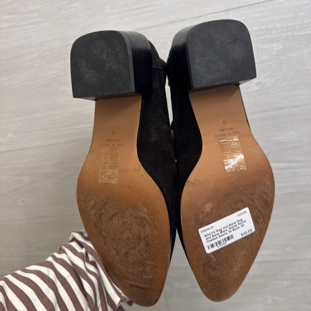 Rag and Bone Black Suede Rover Chelsea Boots 39