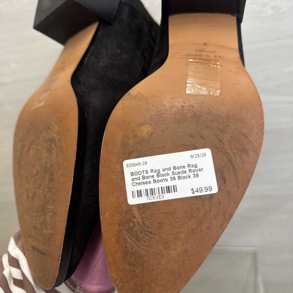 Rag and Bone Black Suede Rover Chelsea Boots 39