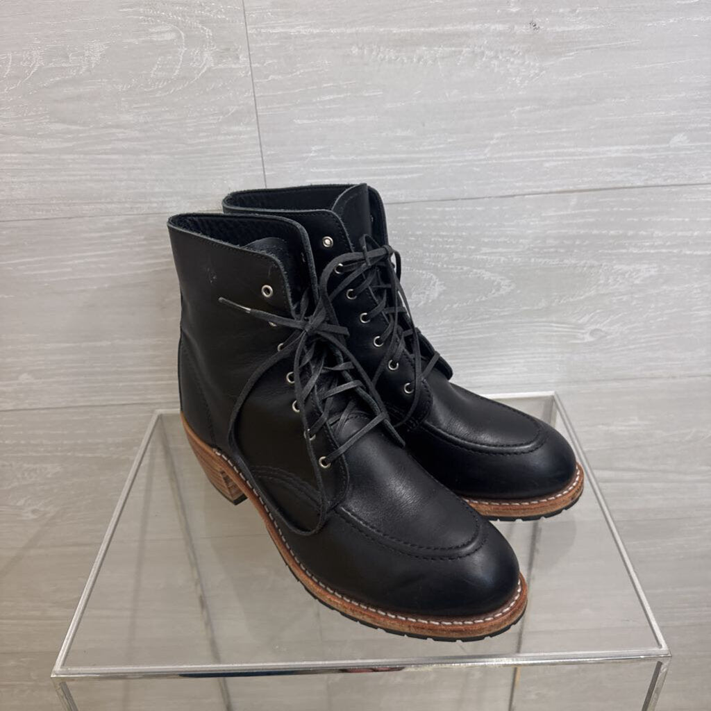 Red Wing Black Leather Lace Up Clara Boots 9.5