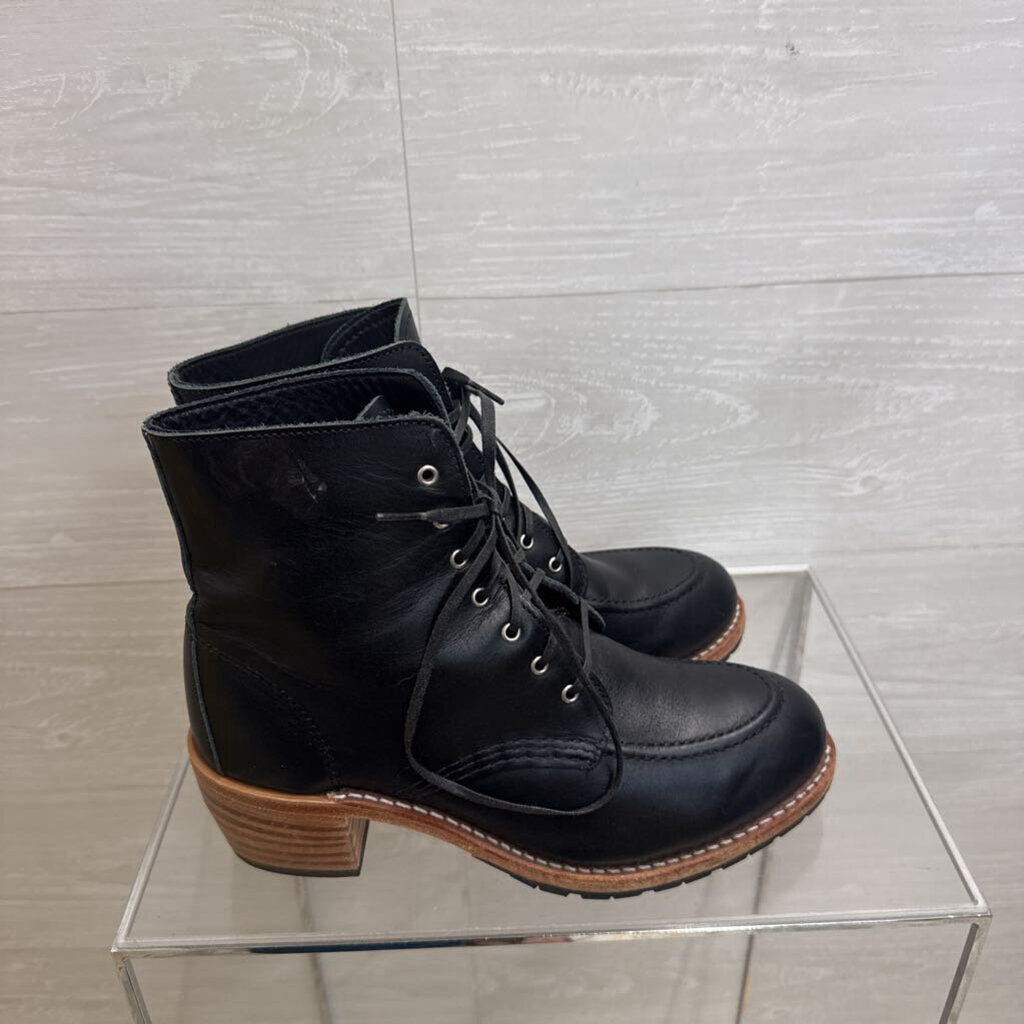 Red Wing Black Leather Lace Up Clara Boots 9.5