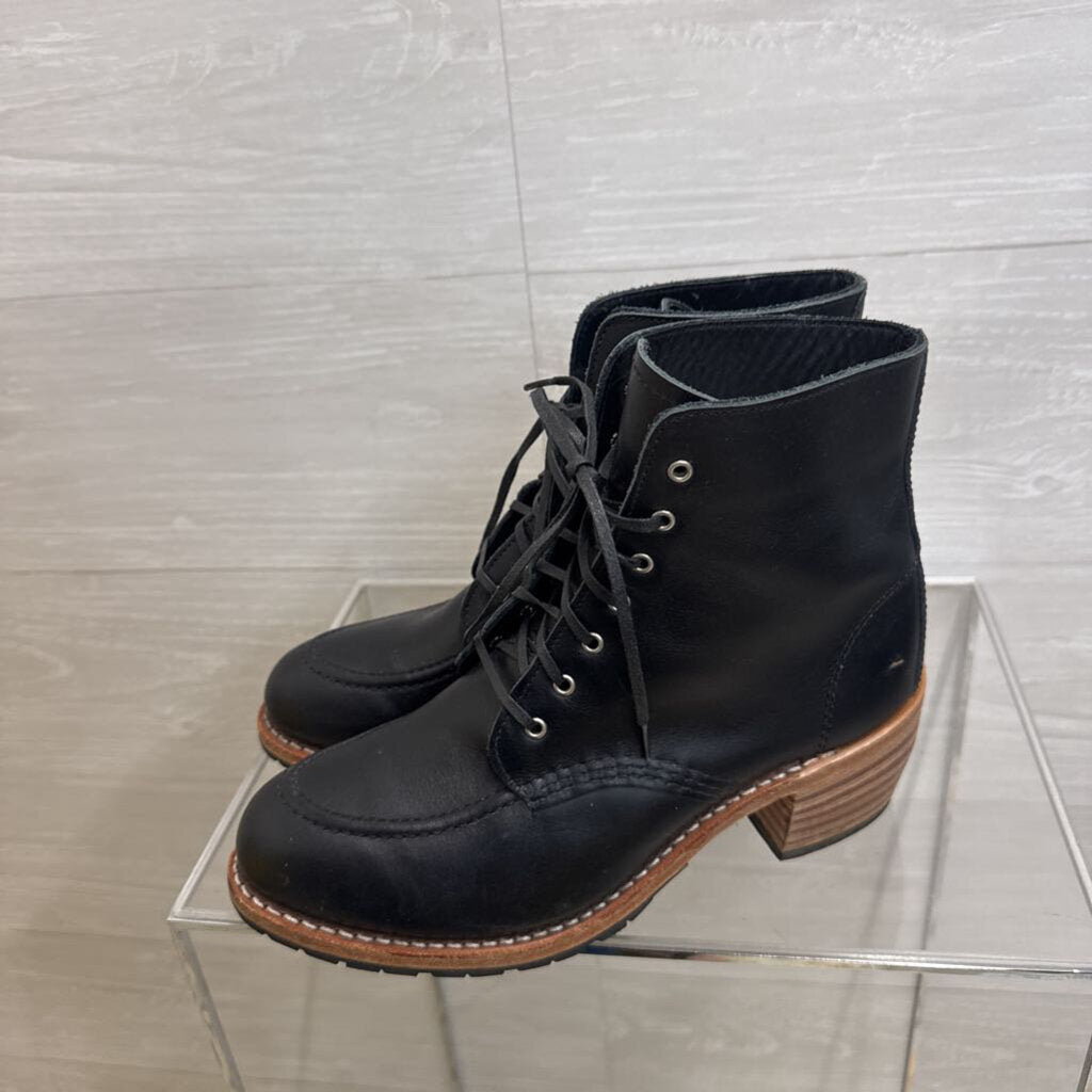 Red Wing Black Leather Lace Up Clara Boots 9.5