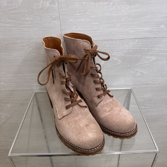 Frye Pink Suede Leather Sabrina Lace up Boots 9.5
