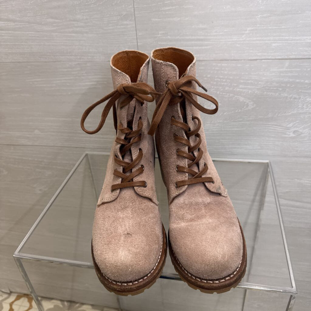 Frye Pink Suede Leather Sabrina Lace up Boots 9.5