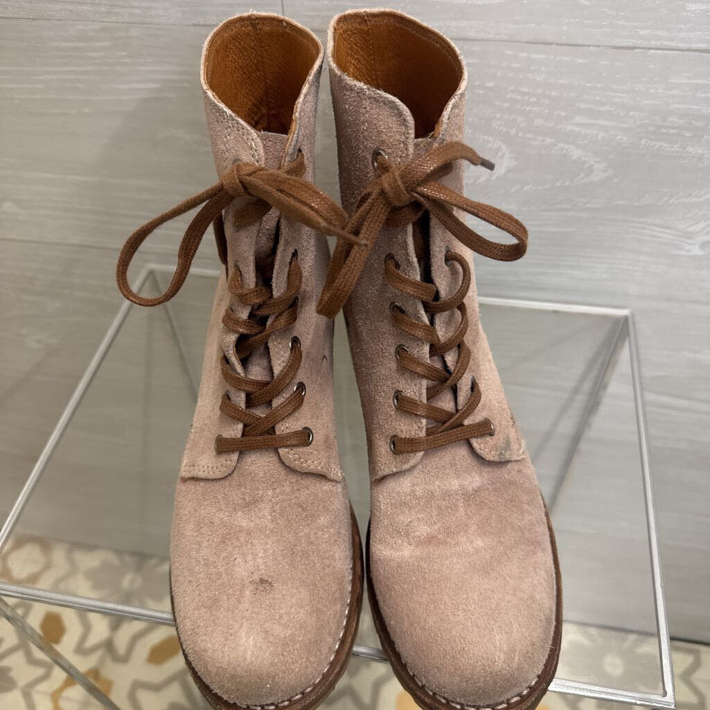 Frye Pink Suede Leather Sabrina Lace up Boots 9.5