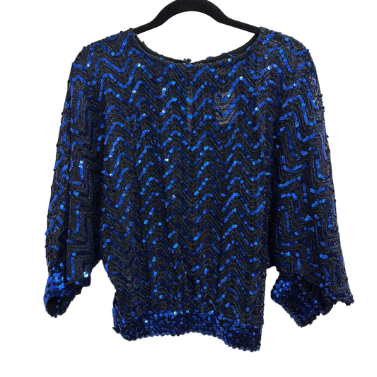 Vintage Rob Hill for Mister Jay Black/ Blue Sequin Top Medium