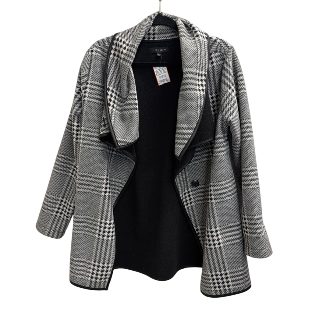 Ellen Reyes Black/ White Plaid Soft Fleece Jacket Large