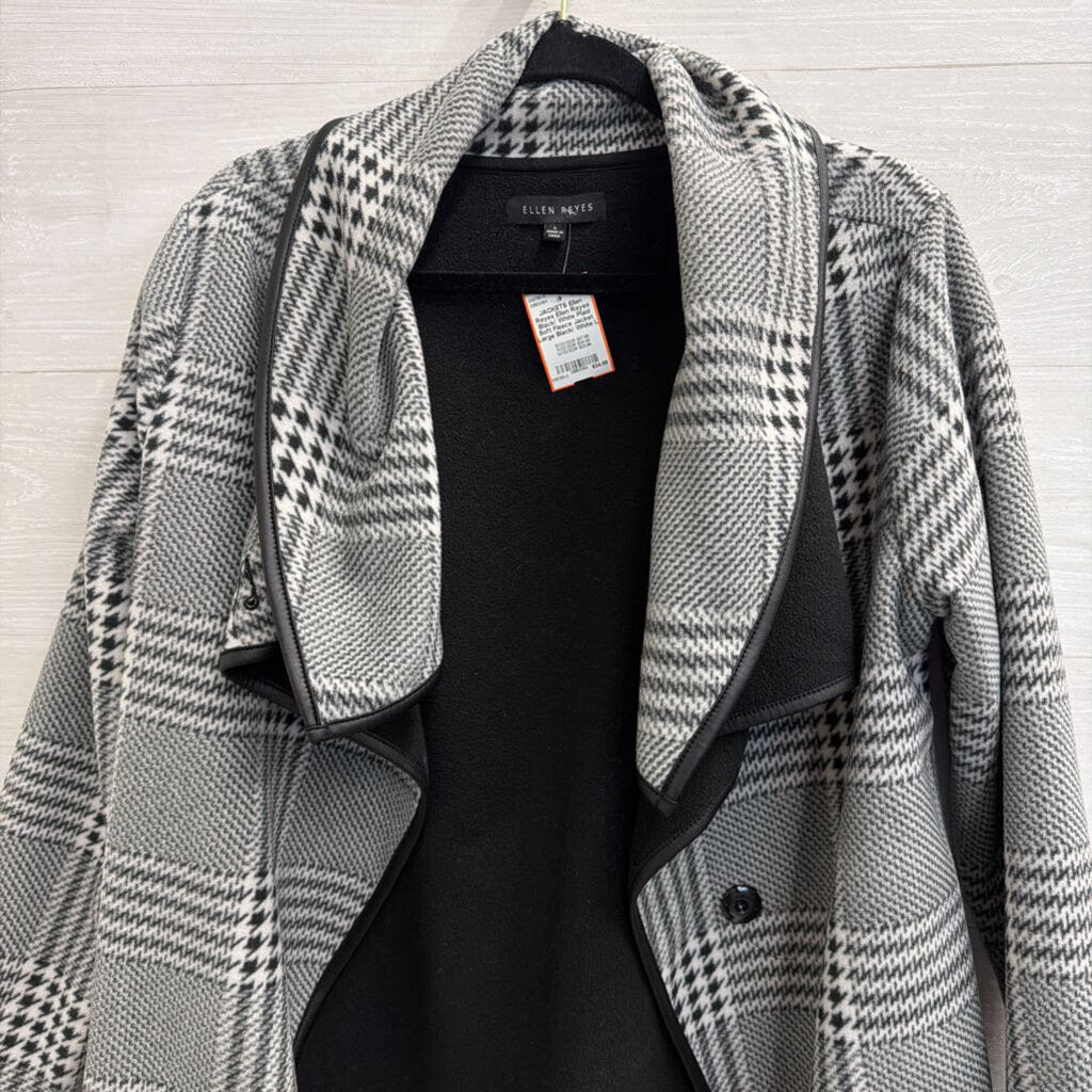Ellen Reyes Black/ White Plaid Soft Fleece Jacket Large