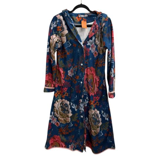 Misslook Blue/ Multi Print Lightweight Long Hooded Jacket Medium