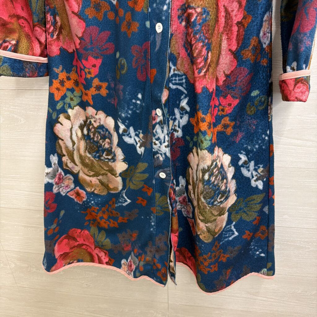 Misslook Blue/ Multi Print Lightweight Long Hooded Jacket Medium