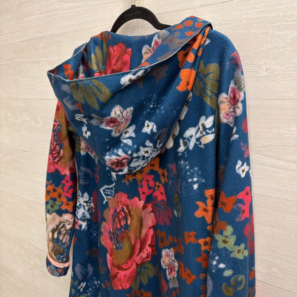 Misslook Blue/ Multi Print Lightweight Long Hooded Jacket Medium