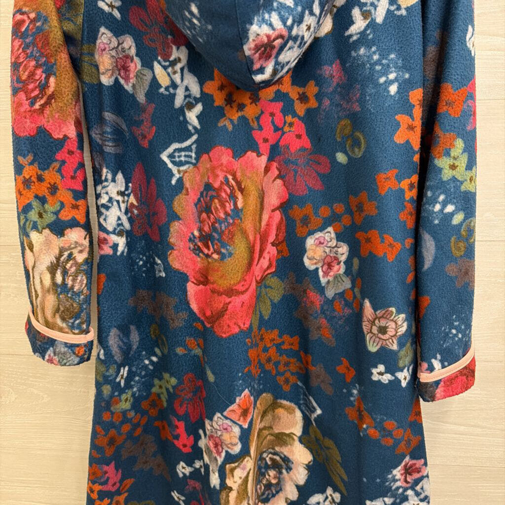 Misslook Blue/ Multi Print Lightweight Long Hooded Jacket Medium