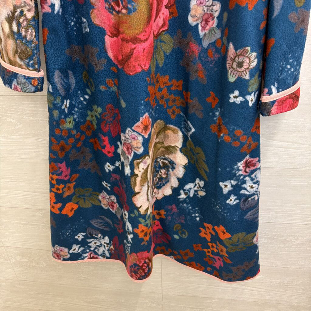 Misslook Blue/ Multi Print Lightweight Long Hooded Jacket Medium