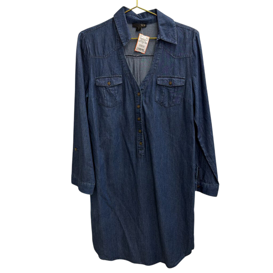 ICE Dark Wash Chambray Long Sleeve Dress 8