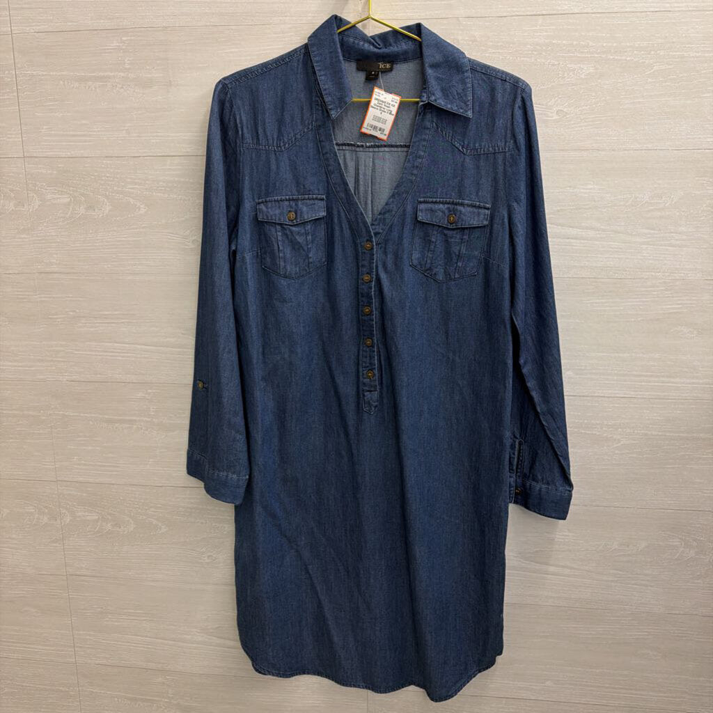 ICE Dark Wash Chambray Long Sleeve Dress 8