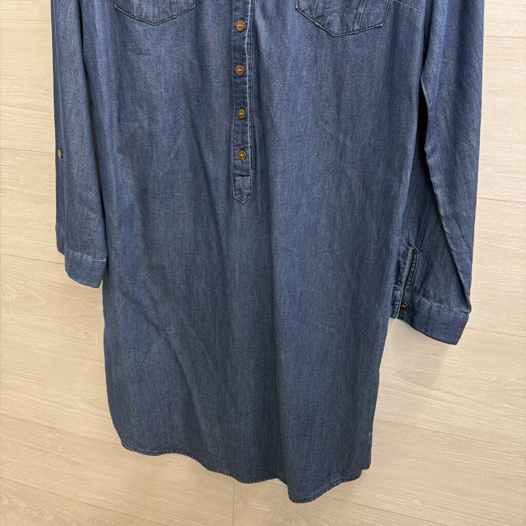 ICE Dark Wash Chambray Long Sleeve Dress 8