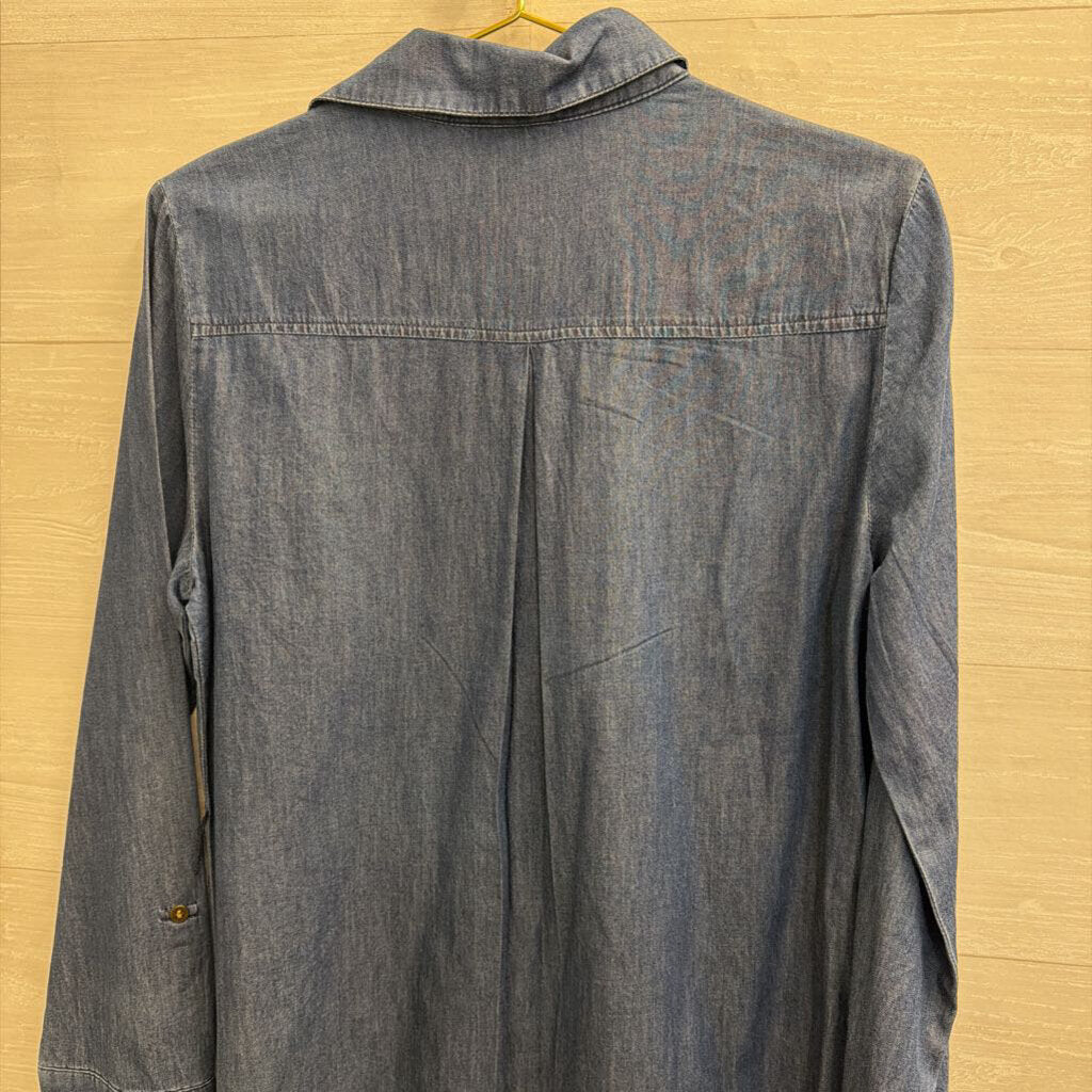 ICE Dark Wash Chambray Long Sleeve Dress 8