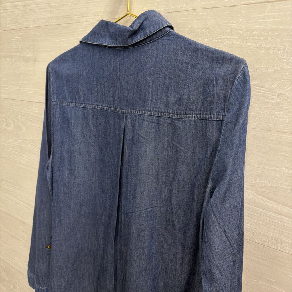 ICE Dark Wash Chambray Long Sleeve Dress 8