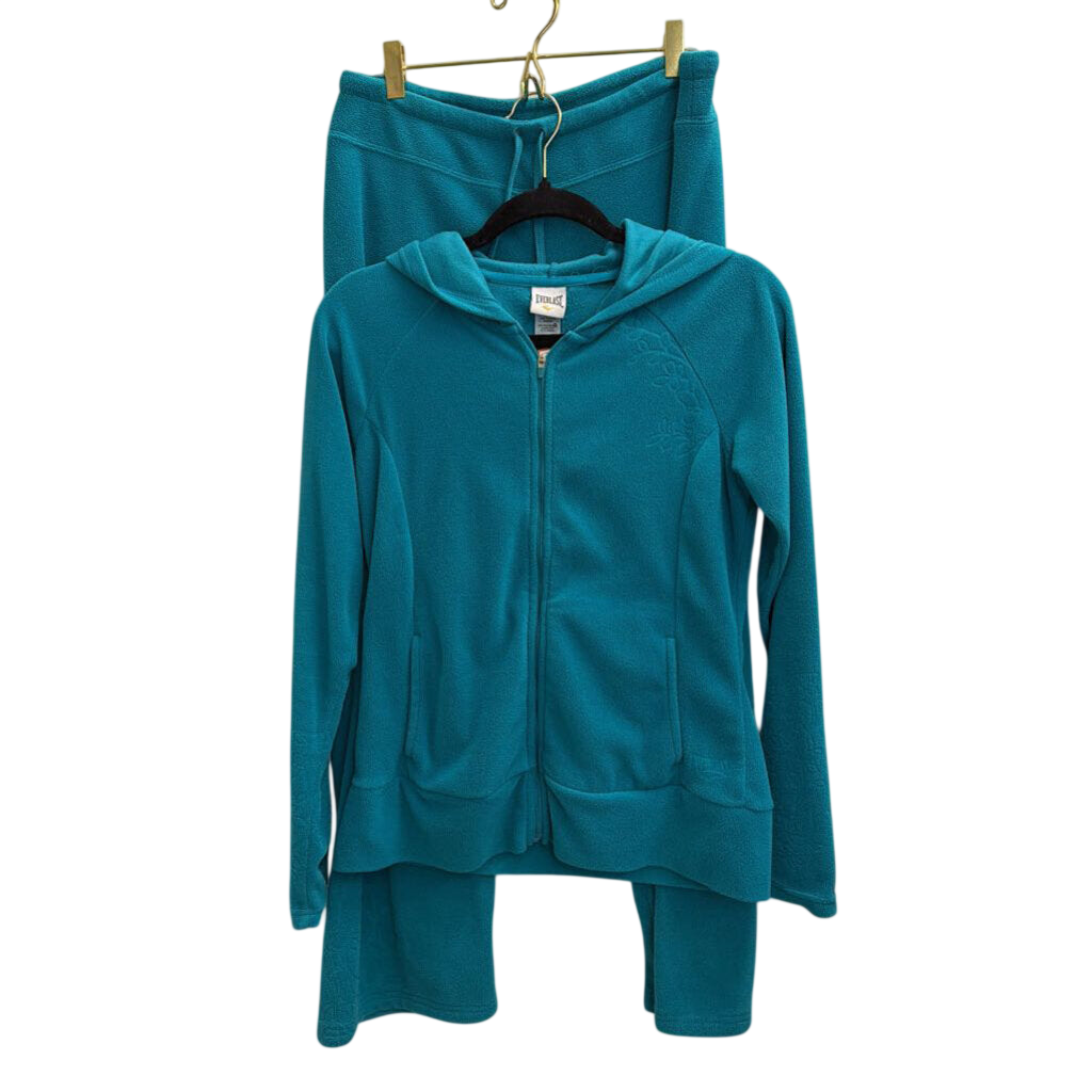 Vintage Everlast Blue Fleece Zip Up Hoodie/ Wide Leg Pants Set Medium