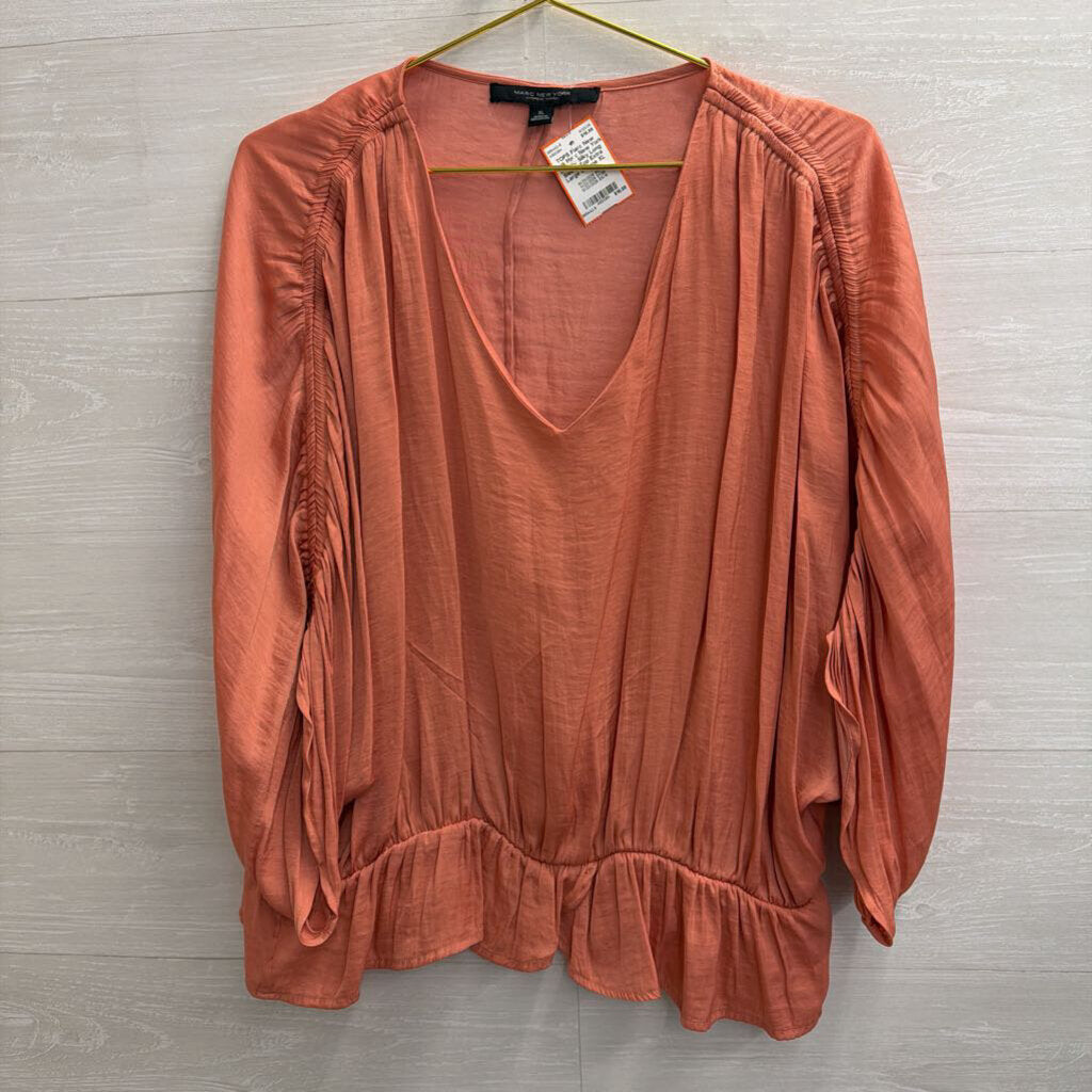 Marc New York Orange Silky Long Sleeve Top Extra Large