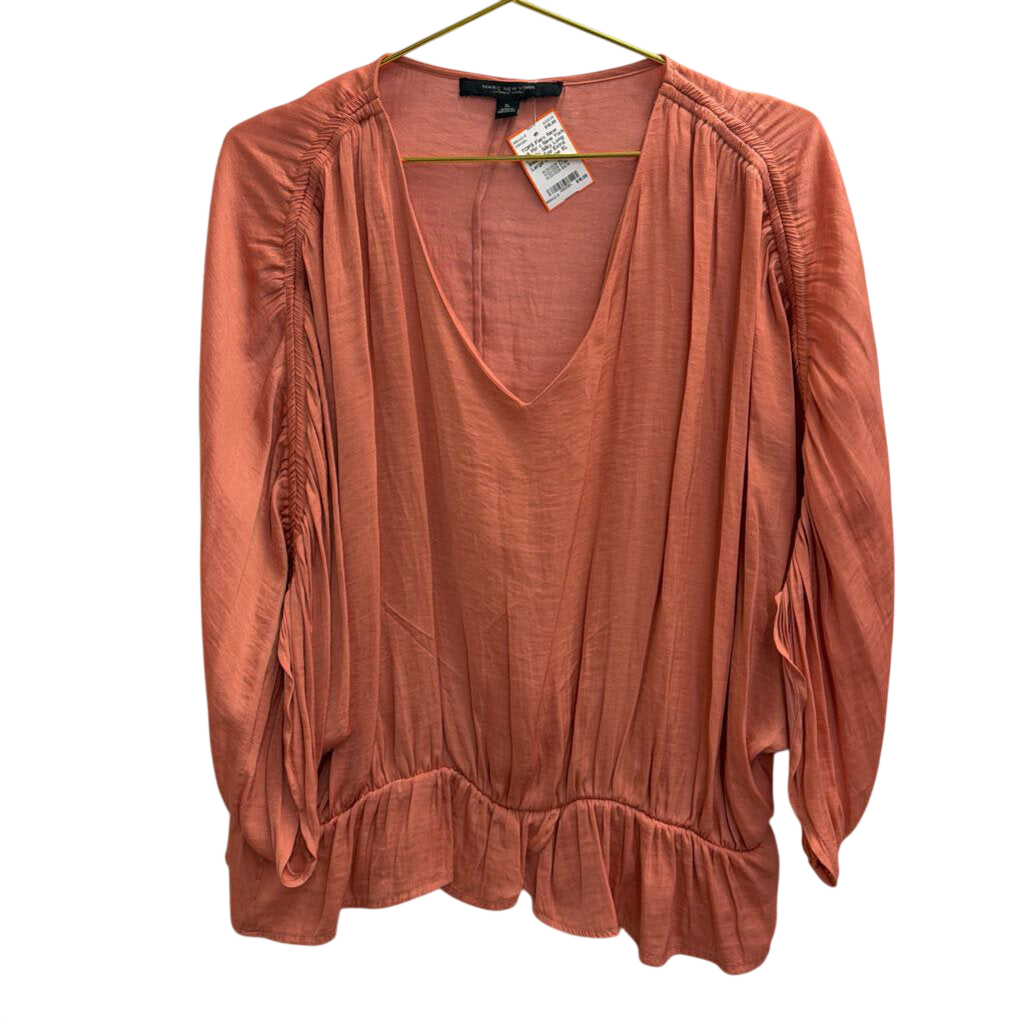Marc New York Orange Silky Long Sleeve Top Extra Large