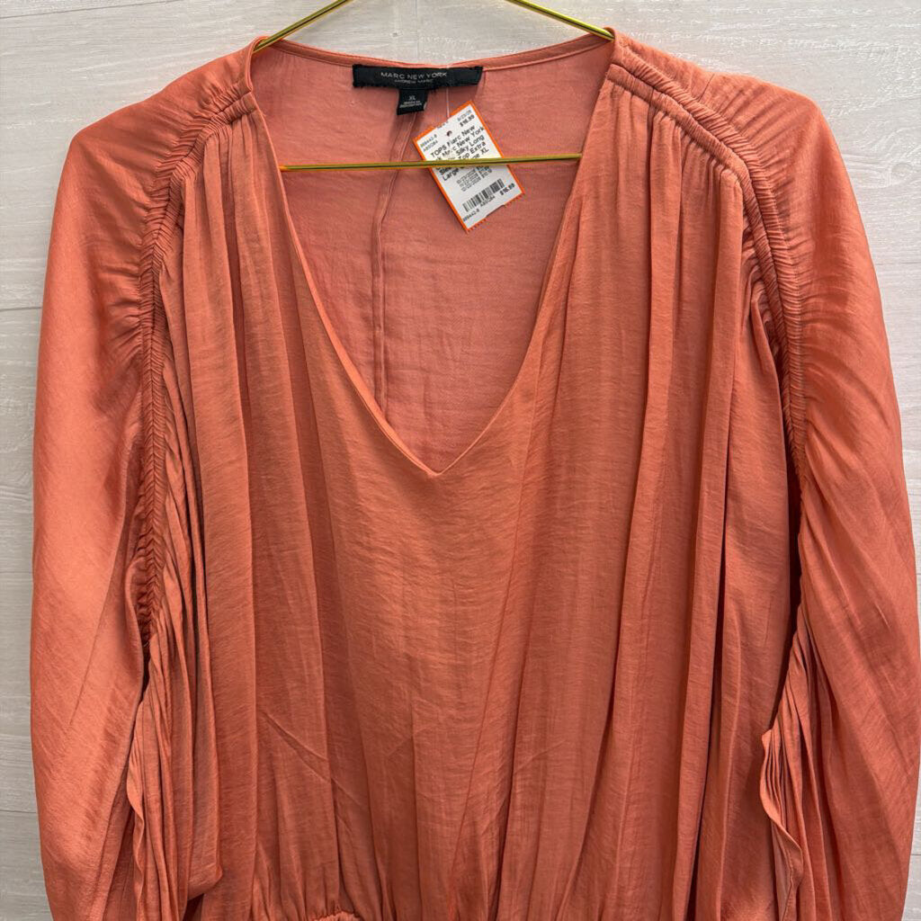 Marc New York Orange Silky Long Sleeve Top Extra Large