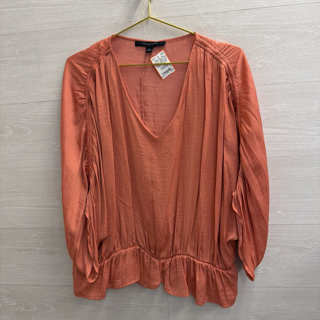 Marc New York Orange Silky Long Sleeve Top Extra Large