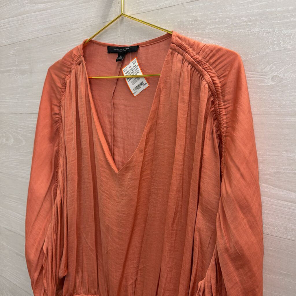 Marc New York Orange Silky Long Sleeve Top Extra Large