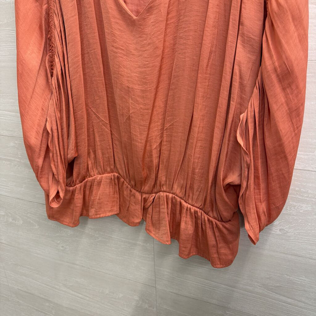 Marc New York Orange Silky Long Sleeve Top Extra Large