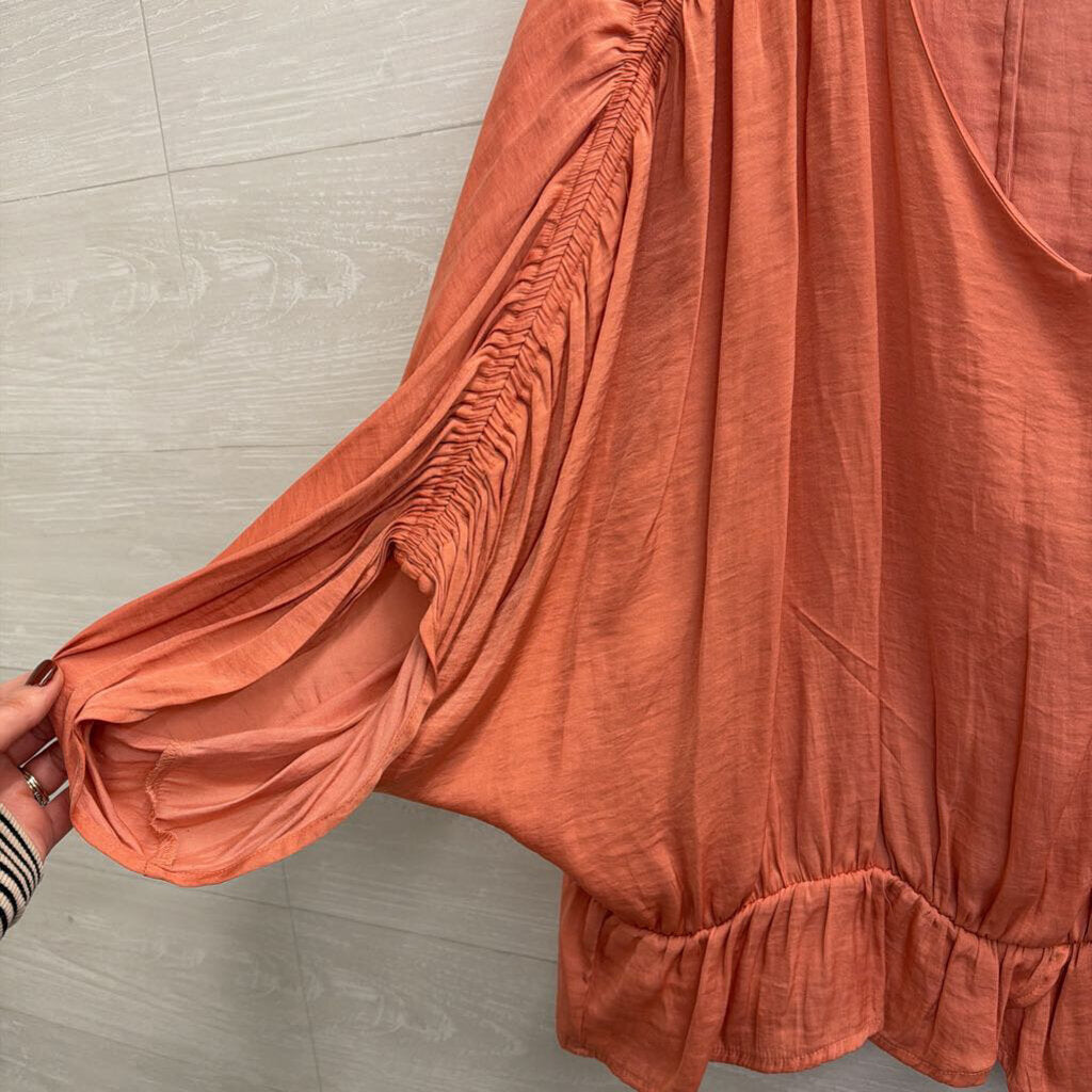 Marc New York Orange Silky Long Sleeve Top Extra Large