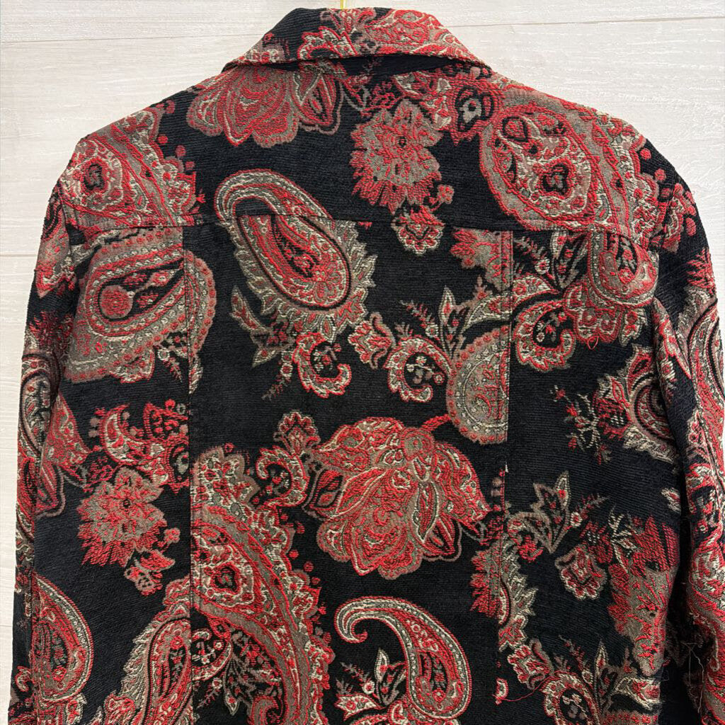 Chicos Black/ Red Print Tapestry Jacket 2