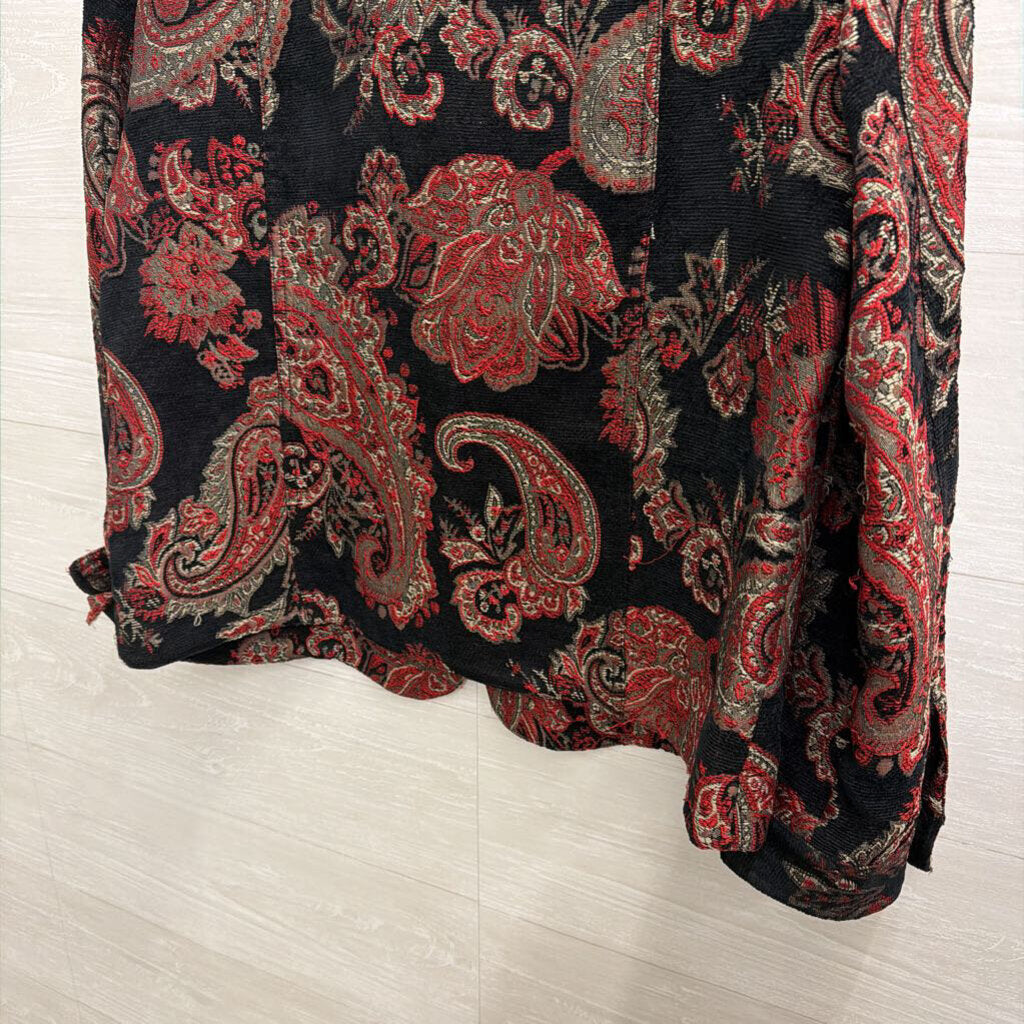 Chicos Black/ Red Print Tapestry Jacket 2