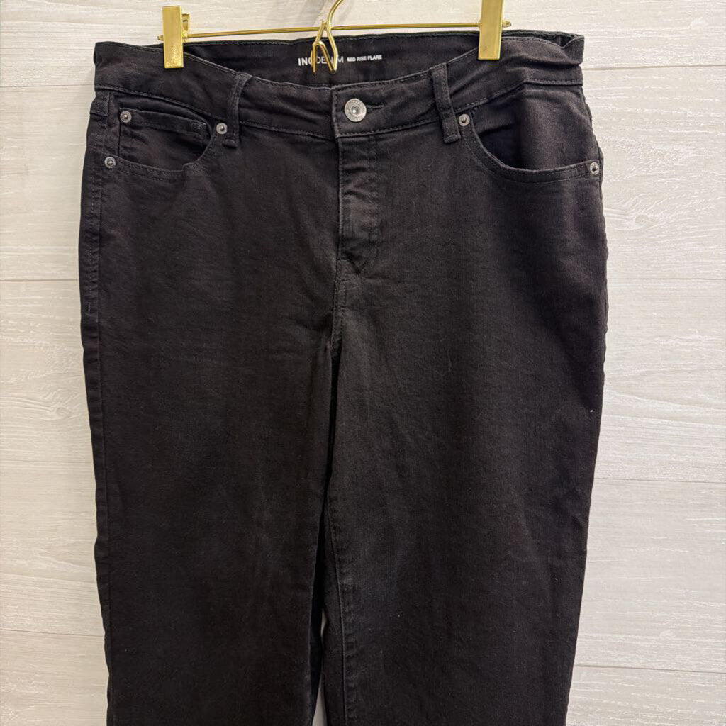 INC Denim Black Mid Rise Flare Jeans 12