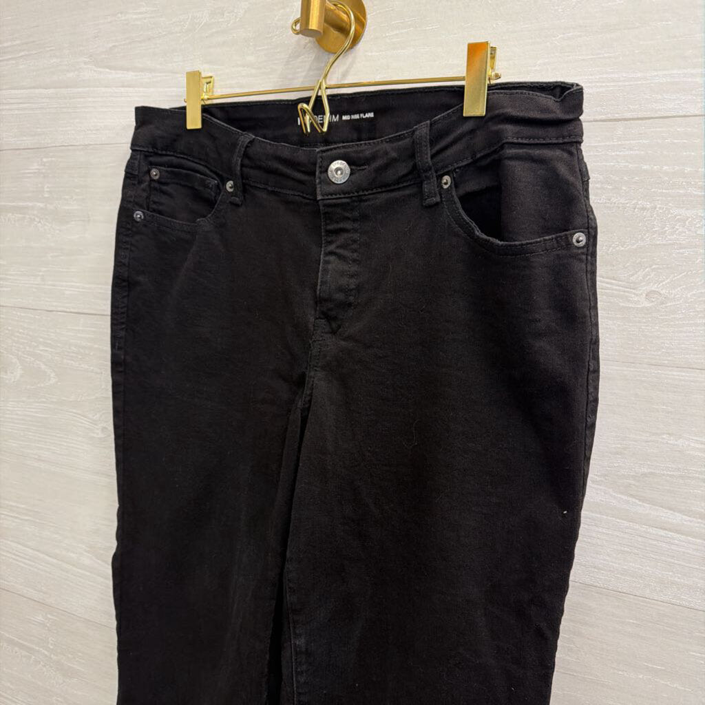 INC Denim Black Mid Rise Flare Jeans 12